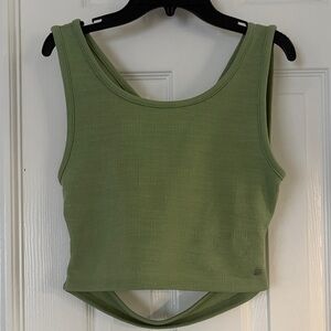 NWT Roxy coastal surf girl beach cropped tank in green crossover back Size Large